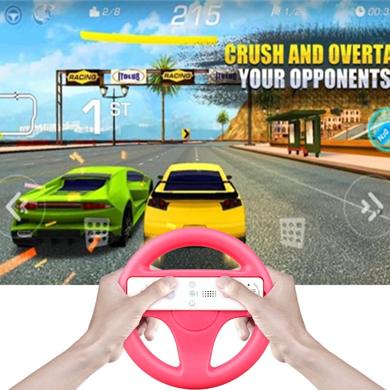 OSTENT Kart Racing Games Steering Wheel for Nintendo Wii Remote Controller Super Mario Game Color Pink - Image 4